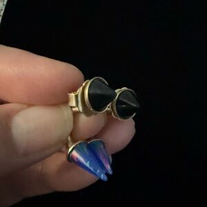 Gold and Black Stud Earrings